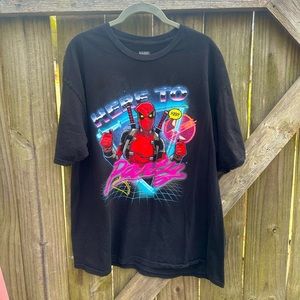 Marvel Black Graphic Here To Party Deadpool Short Sleeve Tee
